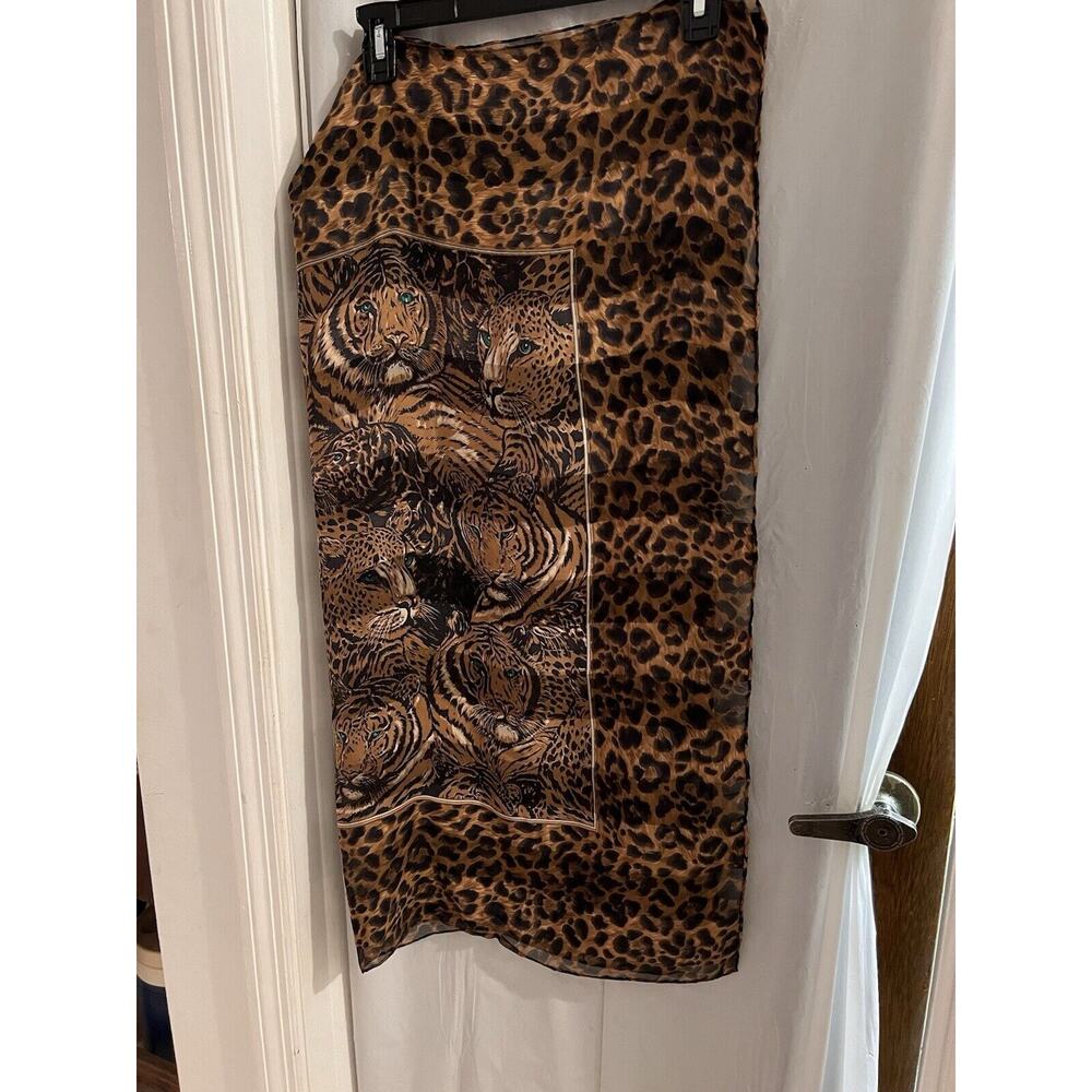 Tiger Animal Print Square Scarf 32x34 - Picture 3 of 3